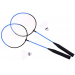 Sada bedminton 2 rakety s košíkom modro-čierny 